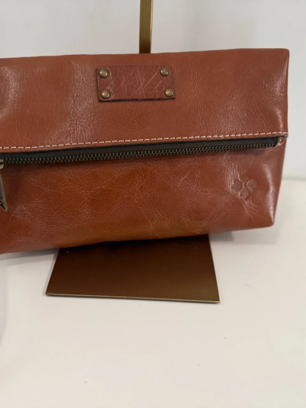 Patricia Nash Valerie Tan Leather Fold-Over Clutch Wristlet